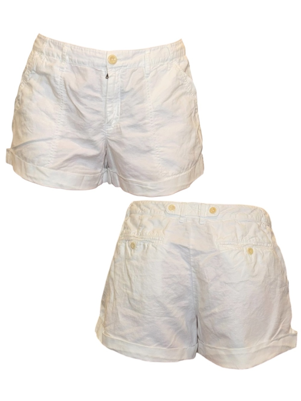 GAP White Women's Cotton Rolled-Hem Bermuda Shorts
